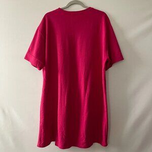 Zara Womens Fuchsia Pink Short Sleeve Casual Comfy T-Shirt Dress Size Large